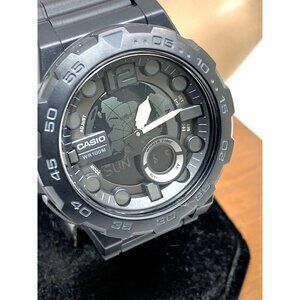Casio Men's Watch AEQ100 World Time Quartz Analog Digital 46mm Black Resin 5479